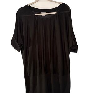 Ann Taylor Black Short Sleeve Tunic Top silk/cotton size XL